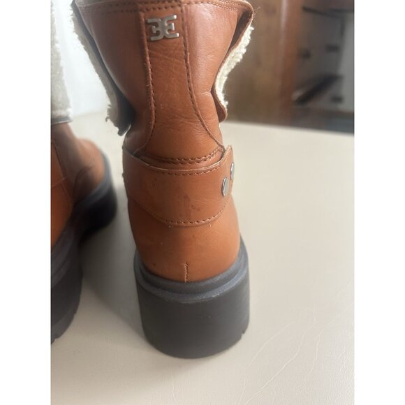 Sam Edelman Linds Brown Leather Chunky Heel Rounded Toe Zipper Ankle Boots SZ 9 - Picture 13 of 15